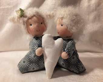 Friendship angel, rag doll, guardian angel, wedding, engagement, friendship, heart, Waldorf doll friends gift