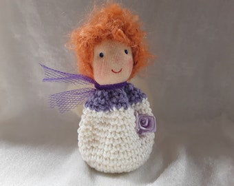 Petit ange gardien 9 cm, crocheté et feutré