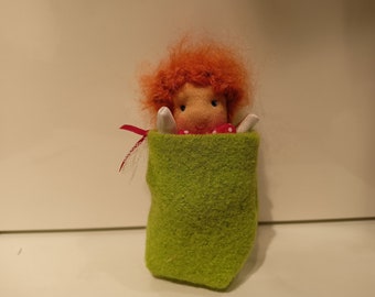 Worry and wish angel 9 cm in a felt bag