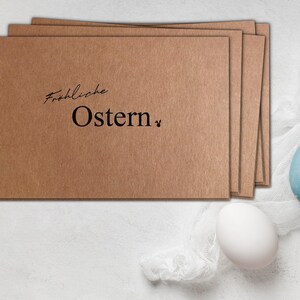 Set van 5 vouwkaarten "Happy EASTER" | konijntje | Paaskaart | Kraftpapier