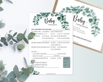 Baby Tip Cards "Eucalyptus" | baby shower | baby shower | game | fun | Pregnancy | Gift