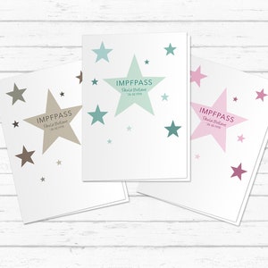 Impfpasshülle Stars | mit Name | inkl. Umschlag | div. Farben | Sterne | Erwachsene | Kinder | personalisiert | Schutzhülle