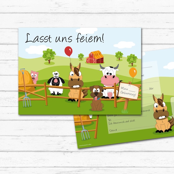 Cartons d'invitation "Ferme" | anniversaire | Fête | Invitations | Anniversaire des enfants | Soirée à thème | Garderie | maternelle | Animaux