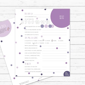 Freundebuchseiten Grundschule "DOTS lila"