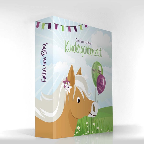 Kindergarten-Ordner PONY | Pferd | personalisiert | A4 | Portfolio-Mappe | Kita-Ordner | mit Name | Sammelmappe | Krippe