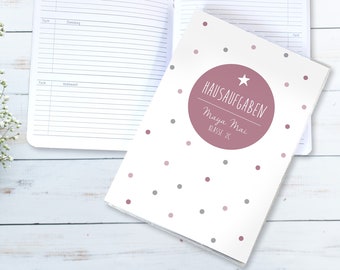 Homework book DOTS rose personalized | Notebook cover