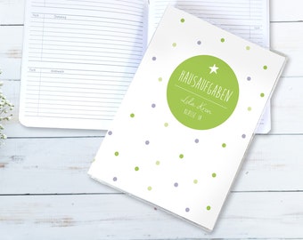 Homework book DOTS spring green personalized | Notebook cover