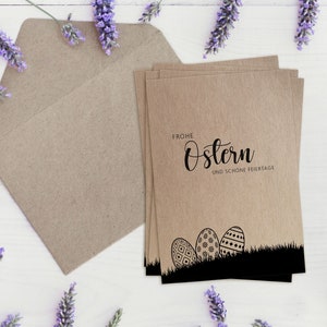 Set de 5 tarjetas plegables "Felices Pascuas" | Huevos de Pascua | Tarjeta de Pascua | papel kraft