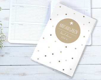 Homework book DOTS beige personalized | Notebook cover
