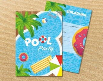 Einladungskarten "Pool-Party" | Geburtstag | Mottoparty | Schwimmbad | Sommerfest