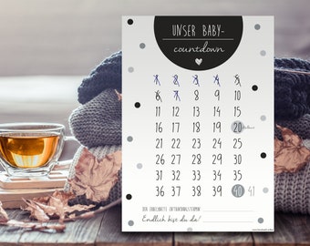 Baby-Countdown | DOTS | DIN A4 | Wandbild | Countdown Geburt | Schwangerschaft | Poster | Print | Vorfreude | Geschenk