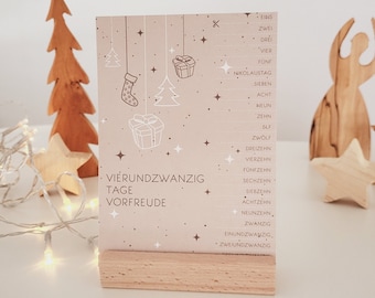 Adventskalender "Vierundzwanzig Tage Vorfreude" zum Abschneiden | Postkarte | A6 | Advent | Geschenk | kalorienfrei | Vorfreude