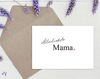 Klappkarte "Allerliebste MAMA" | Muttertag | Danke | Bedanken | Geschenk | Geburtstag | Schwangerschaft | Vorfreude