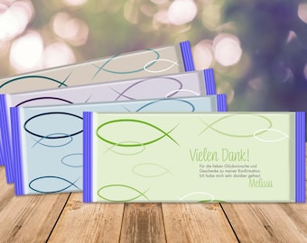 Dankes-Banderole "Fische" | Schokolade | Danksagung | Dankeskarte | Geburt | Taufe | Konfirmation | Kommunion | Firmung