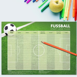 FUßBALL-StadtLandFluss A4, 50 Blatt Spiel Block Beschäftigung Klassiker EM Kinder Kreativität Lernspiel Fussball Bild 1