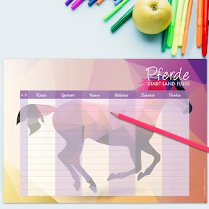 CABALLOS-Ciudad-Campo-Río (A4, 50 hojas) | juego | Bloquear | Empleo | Clásico | Niños | Creatividad | juego educativo
