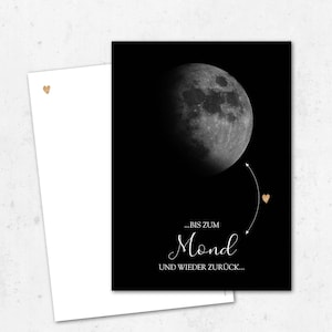 Postkarte Bis zum Mond Liebeserklärung Valentinstag Grußkarte Liebe Bild 1