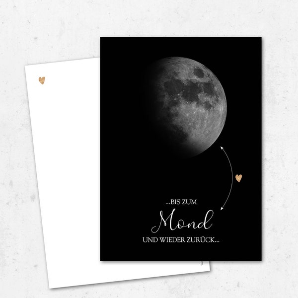 Postkarte "Bis zum Mond" | Liebeserklärung | Valentinstag | Grußkarte | Liebe