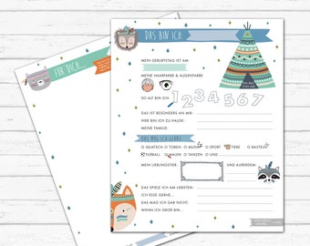 Friendship book pages &quot;Boho&quot; | Friendship cards | Friendship book | Folder | Daycare | Kindergarten | Animals | Friends | Daycare friends | Native Americans
