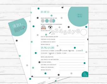 Friendship book pages &quot;DOTS petrol&quot; | Friendship cards | Friendship book | Folder | Daycare | Kindergarten | Friends | School | Dots