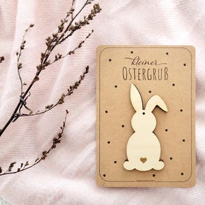 Tarjeta "pequeña FELICITACIÓN DE PASCUA", incluye colgante de madera de conejo