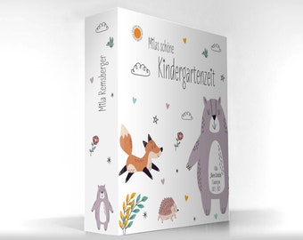 Kleuterschool folder WALDTIERE | gepersonaliseerde | A4 | Portfoliomap | Kita map | op naam | Bindmiddel | Ringband | School | Spieken