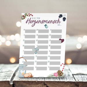 Calendrier de l'Avent à gratter DIY HEARTSMAN | A4 | étiquetez-le vous-même et grattez-le | Avent | Cadeau | Amour