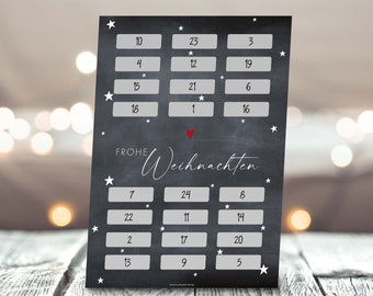 DIY Rubbel-Adventskalender STERNE | A4 | beschriften & freirubbeln | Advent | Familienkalender | Geschenk | individuell | persönlich