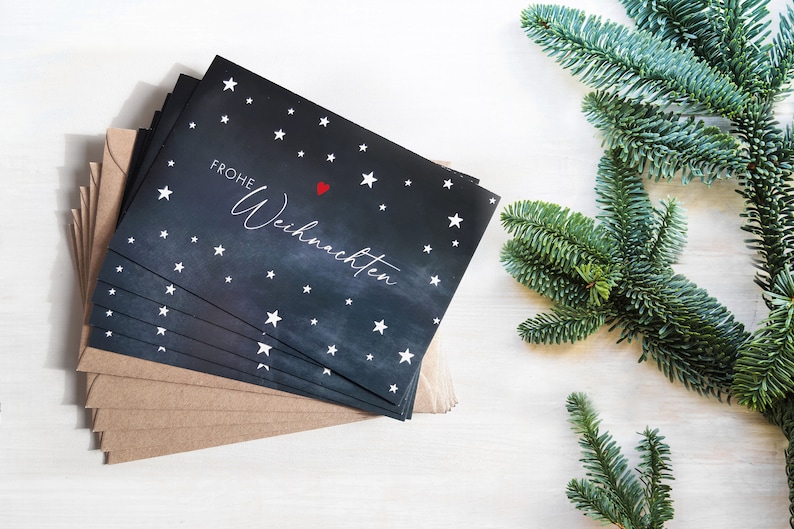 Set of 5 Christmas cards STARS image 1