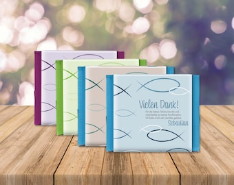 Dankes-Banderole "Fische" RitterSport | Schokolade | Danke | Taufe | Konfirmation | Kommunion | Firmung