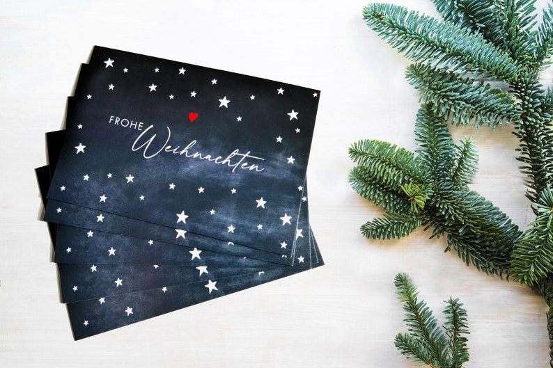 Set of 5 Christmas cards STARS image 5