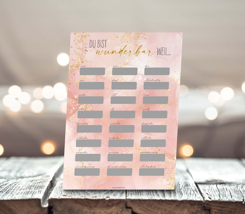 DIY-kras-adventskalender Je bent geweldig A4 label het zelf en kras het weg Advent Cadeau Liefde afbeelding 2