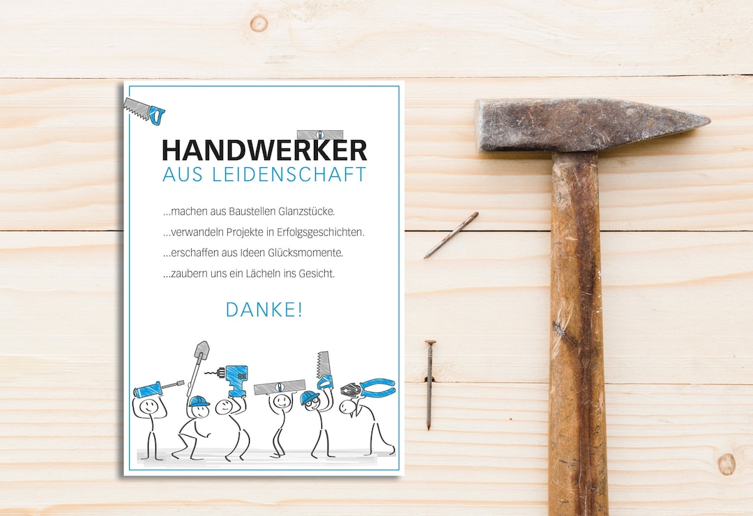 Karte "Danke Handwerker" Postkarte Bedanken Dankeschön Etsy.de