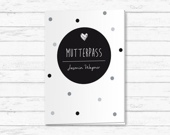 Mother's passport cover personalized | DOTS | 3-piece | by name | incl. PVC envelope | Gift | Protection | Pregnancy | points