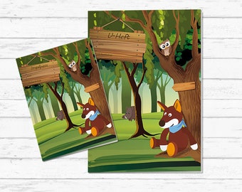 Vaccination certificate/U-booklet cover incl. PVC envelope forest