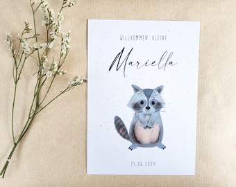 Individual birth card "Raccoon"