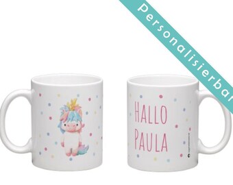 Printed cup with name, name cup, unicorn, personalized