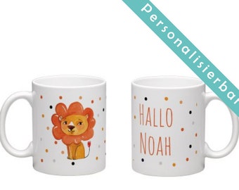 Printed cup with name, name Cup, lion, personalized