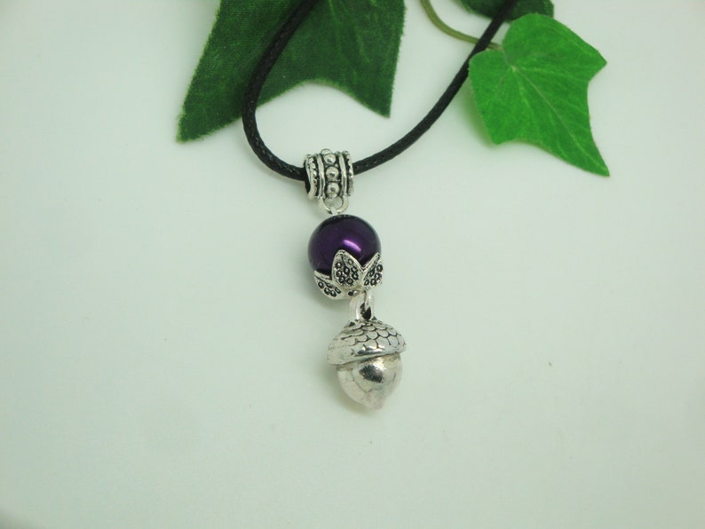 autumnal jewelry set acorns acorns earrings and pendant with ribbon