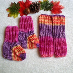 Baby knitting set socks and leg warmers made of sock wool legwarmer and socks image 1