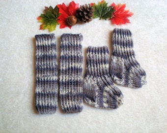 Baby knitting set socks and leg warmers made of sock wool legwarmer and socks