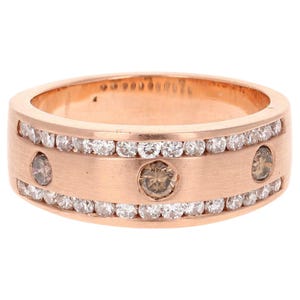 Anello da uomo in oro rosa 14k con diamanti champagne da 1,07 carati