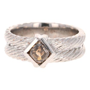 0.86 Carat Natural Champagne Diamond 14 Karat White Gold Band