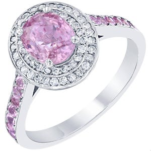 Bague en or blanc 18 carats et saphir rose 2,20 carats