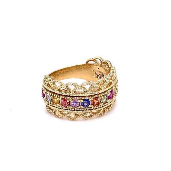 1.00 Carat Multi Color Sapphire Yellow Gold Cockt… - image 3