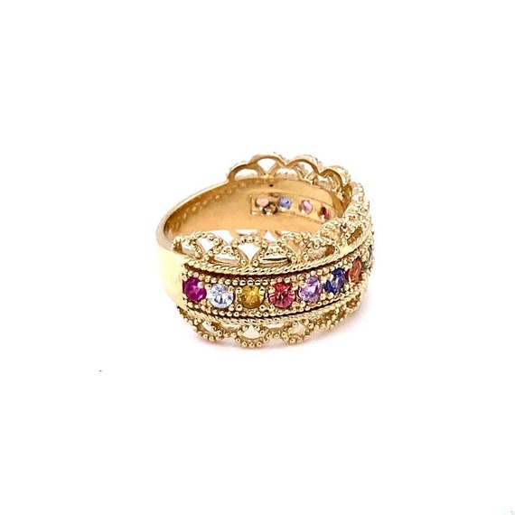 1.00 Carat Multi Color Sapphire Yellow Gold Cockt… - image 4