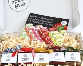 Schokolade Geschenkset Probierpaket Fruchtaufstriche 5 x 50 g