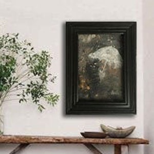 Abstraktes Bild auf Leinwand, klein, 19,5 x 23cm, Bild mit kleinem schwarzen Holzrahmen, Bild für Vorraum, kleines handgemaltes Bild