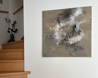 Abstract painting, acrylic painting, picture on canvas, forces of nature acrylic painting 70 x 70 cm structural picture