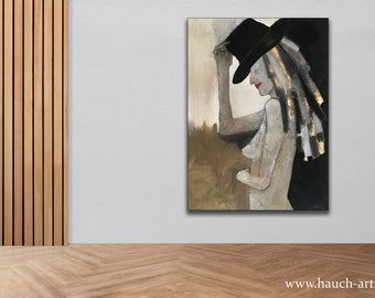 Image abstraite sur cadre de coin, image sur toile 80 x 60 cm, image moderne, nu, image avec femme, mur, art, image pour salon